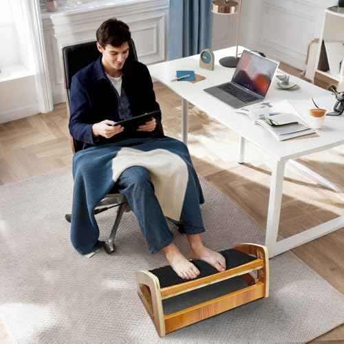 Pebble Massage Under Desk Footrest - Adjustable Ergonomic Foot Stool, Enhances Circulation and Posture at Office or Home