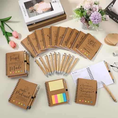 Tellingyou 20 Set Employee Appreciation Gifts Inspirational Spiral Notebooks with Motivational Pens Small Notepads for Coworkers Staff Team Volunteer Teacher Thanksgiving Christmas Thank You Gifts