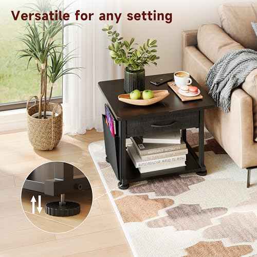 2 Tier Industrial-Grade Printer Stand with Storage, Printer Table with Storage & Drawer, Heavy Duty Shelf for Small Space, Office Organization for Home Office (Obsidian Black)