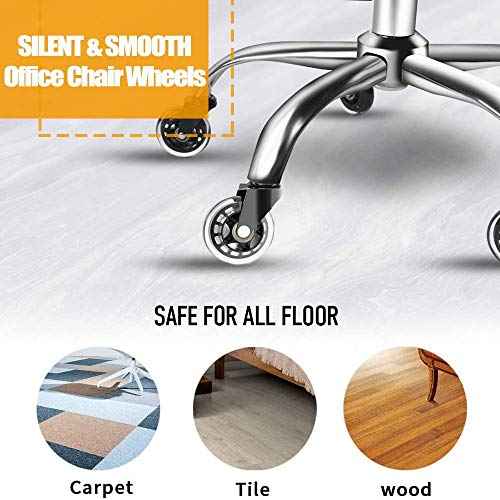 3 Inch Office Chair Wheels - Rubber Chair Casters Replacement, Heavy-Duty Computer Gaming Desk Caster Wheel Smooth & Safe Rolling for All Floors Including Hardwood and Carpet, Set of 5