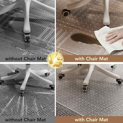 Office Chair Mat for Carpet with Lip, 40" x 50" Clear Plastic Heavy Duty Desk Floor Protector, Low Pile Carpet Saver Mat for Rolling Chairs, Smooth Glide Computer Chair Mat for Office or Home