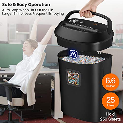 VidaTeco 14-Sheet Cross Cut Paper Shredder with 6.6-Gallon Bin, Anti-Jam System