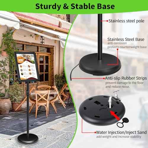 2Packs Adjustable Pedestal Sign Holder Stand 8.5''x11'', Floor Standing Poster Sign Stand for Vertical/Horizontal View Sign stand,Outdoor/Indoor Standing Sign Holders(Black, Round)