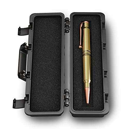 .308 Real Bullet Authentic Brass Casing Refillable Twist Pen - Tactical Gift Box - Polished Brass