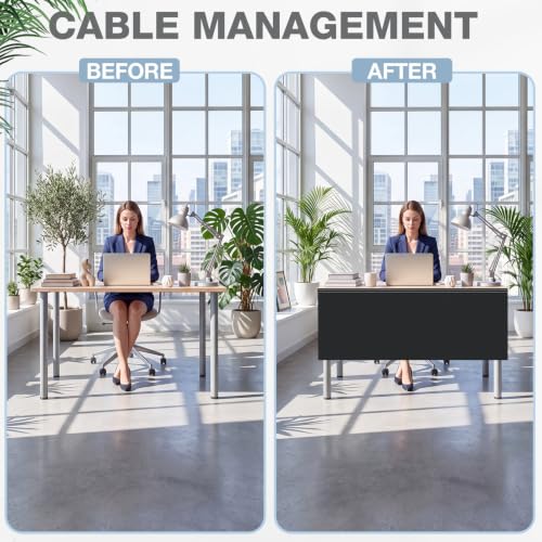 Tegeme 60'' Under Desk Privacy Panel Black – Self-Adhesive Modesty Panel