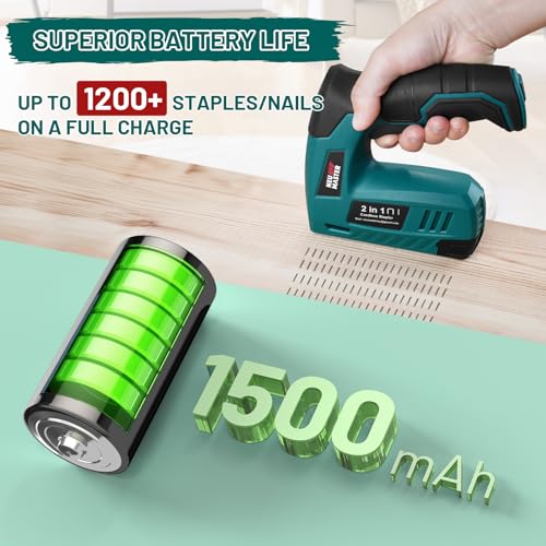 NEU MASTER Electric Staple Gun, 2 in 1 Cordless Brad Nailer with 2000 Staples & Nails, 4V Electric Stapler for Wood, Upholstery, Carpentry, Crafts, DIY