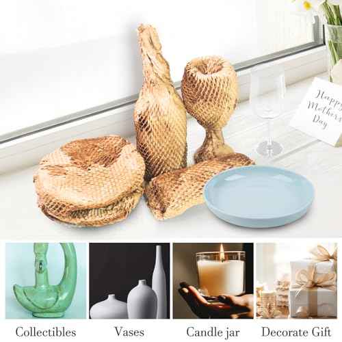 Dish Packing Kit Glassware Moving Supplies for Friagle Items 15"x500' Honeycomb Packing Paper Roll Recyclable Moving Paper with Fragile Stickers Alternative to Bubble Cushioning Wrap for Shipping