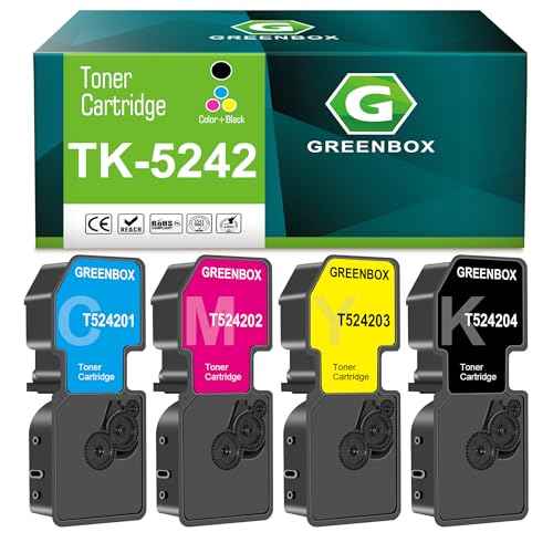 GREENBOX Compatible Toner Cartridge Replacement for TK-5242 TK-5242K TK-5242C TK-5242M TK-5242Y for Ecosys M5526cdw P5026cdw P5026cdn M5526cdn Printer (1 Black 1 Cyan 1 Magenta 1 Yellow)