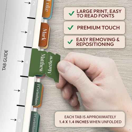 Bible Tabs for Women, Men, Kids, Boys, 90 Large Print Bible Index Tabs for Study Bible, Laminated Easy-to-Read Label, Christian Gift for Church, Boho
