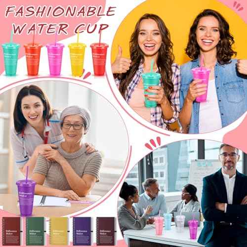 Marspark 20 Sets Difference Maker Gifts for Women Men, Christmas Employee Appreciation Gifts Bulk Inspirational Thank You Cup Motivational Notebooks with Pen for Team Teacher Coworker (Colorful)