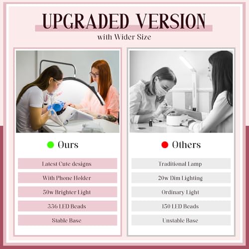 Eyelash LED Floor Lamp Estheticians Light for Eyelash Extensions, 28" Half Moon Ring Lamp with Phone Holder, Facial Lighting for Tattoo, Skincare, Lashes, Eyebrows, Beauty Filming Content Creation