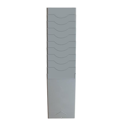 Pyramid Time Systems - Pyramid 400-10 Time Card Rack, Retractable Wall-Mounted Time Card Holder with 10 Pockets, Plastic Employee Punch Card Organizer Rack for Office, Light Gray, Single Badge Rack
