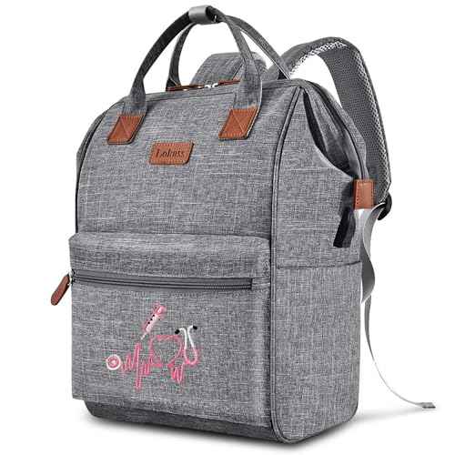 Nurse Backpack/Bag for Women - 15.6 Inch Waterproof Laptop Travel Backpack with USB Charging Port, Large Wide-open Nursing Bags,Nurse Bags for Work,Home Health Clinical Bag for College Teacher, Grey