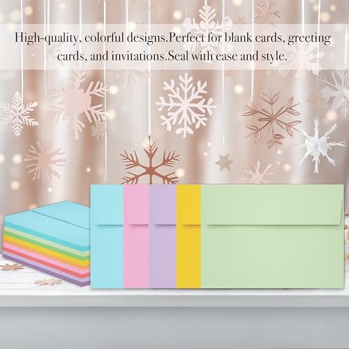 Slapaflife 50 Pack 4x6 Inches Colored Envelopes for Invitations & Greeting Cards