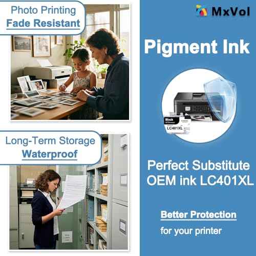 MxVol LC401XL Compatible Ink Cartridges Replacement for Brother LC-401XL LC401 LC-401 High Yield for MFC-J1010DW MFC-J1170DW MFC-J1800DW MFC-J1012DW Printer Ink (Black Cyan Magenta Yellow, 4-Pack)