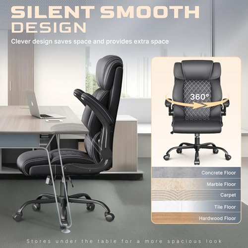 Cyzena Office Chair Executive High Back Big & Tall Black, 1 Pack
