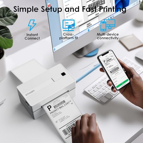 Bluetooth Thermal Shipping Label Printer, 4x6 Portable Thermal Address Label Printer for Small Business, Compatible with iPhone,Android,Windows,Mac,Chromebook ?Works with Ebay Shopify USPS&More