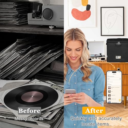2 Packs Vinyl Record Storage Box with Smart Labels,Fireproof Record Crate Collapsible Waterproof Album Storage with Lid for LP Album Collection,100+ Single Records,Combination Lock Black