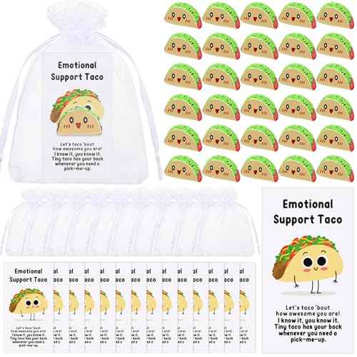 Huwena 100 Emotional Positive Resin Support Gift Bulk for Coworker Christmas Employee Appreciation Gifts with Inspirational Cards for Team Staff Nurse Teacher Classroom Rewards (Taco)