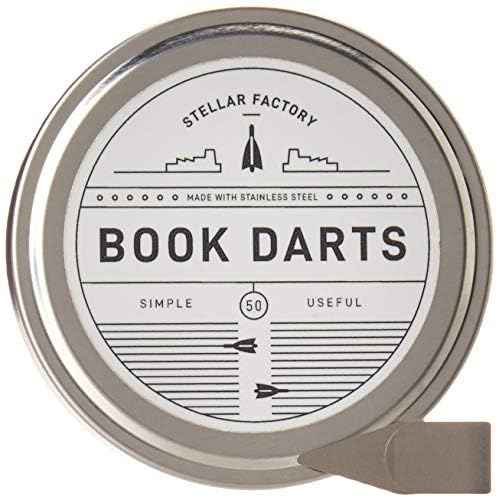 Stellar Factory Book Darts: Thin Stainless Steel Mini Bookmarks - 50 Count
