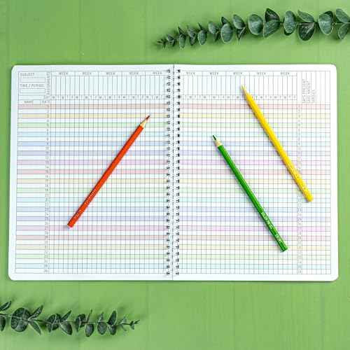 120 Pages Teacher record book 11 x 8.27inch Teacher grade book Spiral bound Lesson planner Attendance book for School Classroom Office Supplies,Double Sided Printing