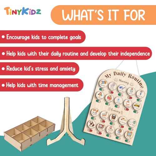 Wooden Daily Routine Chart 11x15", to Do Chart for Kids, Wooden Chore Chart for Kids, Routine Chart for Toddlers, Morning Bedtime Routine Chart for Toddlers