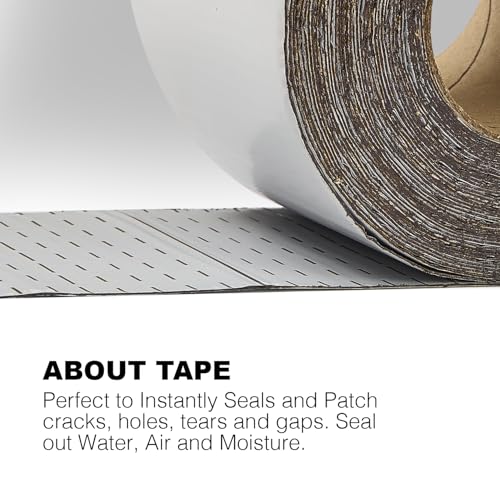 White RV Roof Sealant Tape, 8" x 25' Waterproof Repair Seal Tape ? Extra Thick, UV-Resistant, Weatherproof Patch for Permanent Leak Sealing on RVs, Trailers, and Mobile Homes