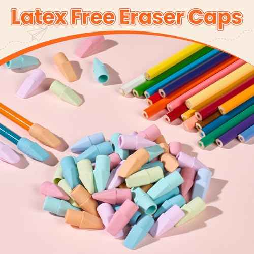 120 Pack Erasers for Kids, Sooez Pencil Top Erasers, Eraser Caps, Cap Toppers Small Cute Drawing Erasers, Classroom Must Have for Teacher & Student, Back to School Supplies