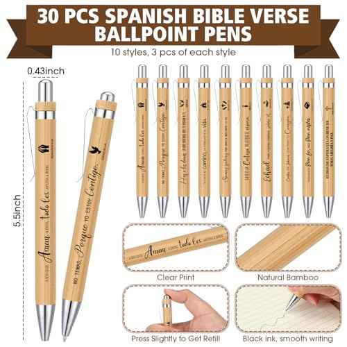 60 Pcs/30 Sets Regalos Cristianos En Espa?ol Spanish Christian Notebooks with Pen Spanish Religious Gift Bulk Motivational Journals Inspirational Pen Thank You Gift for Church (Kraft Color)