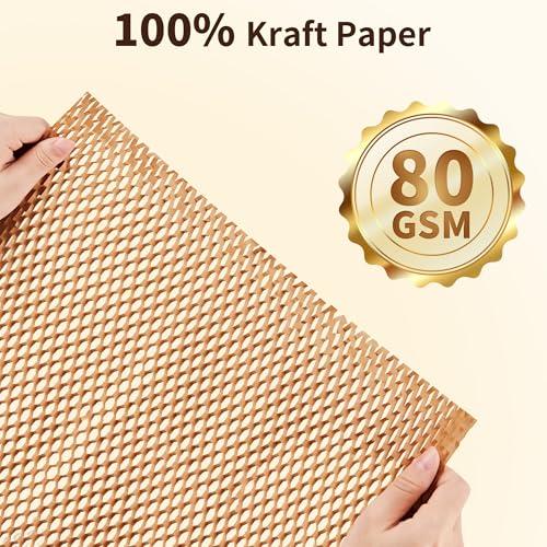 JARLINK Honeycomb Packing Paper Roll 15"x213' Eco-Friendly Bubble Wrap Alternative