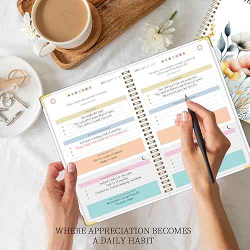 The Gratitude Journal for Women Men, 5 Minute Daily Gratitude Journal Spiral with Prompts & Quotes for Self Care, Happiness, Affirmation and Mindfulness, Hardcover, 5.9"x8.6"