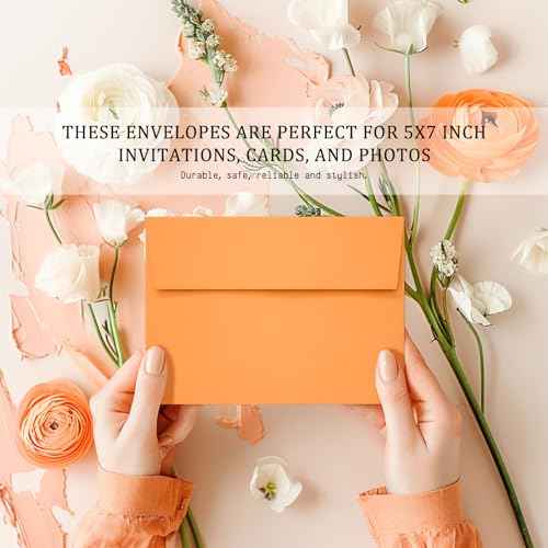 50 Pack 5x7 Envelopes, 5x7 Colored Self-Seal Envelopes for Invitations, postcard, Wedding,Greeting Cards,Photos