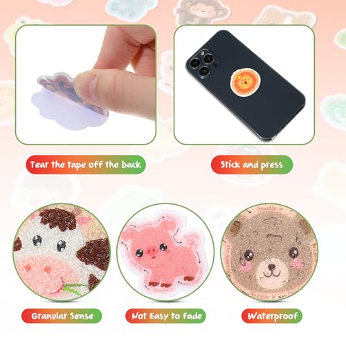 Lasnten 50 Pcs Animal Sensory Stickers Calm Reusable Textured Strips for Stress Relief