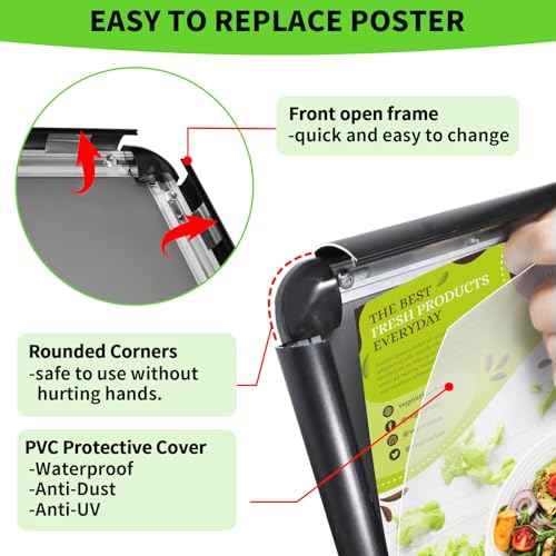 2Packs Adjustable Pedestal Sign Holder Stand 8.5''x11'', Floor Standing Poster Sign Stand for Vertical/Horizontal View Sign stand,Outdoor/Indoor Standing Sign Holders(Black, Round)