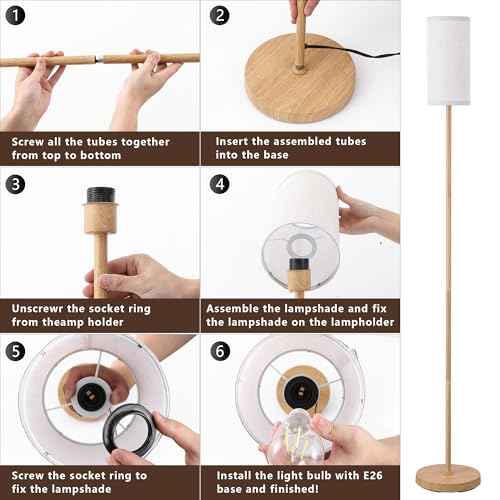 Floor Lamps for Living Room Modern Tall Lamp for Bedroom Office Corner (EFL-1-1218-Burlywood, 65'')