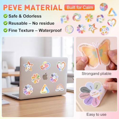 75Pcs Colorful Sensory Stickers for Anxiety Relief with Textures - Calm & Focus