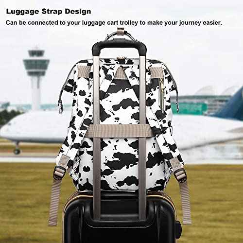 Cow Print Laptop Backpack for Women Men, 15.6 inch College School Backpack Bookbag for Work/School/Travel/Business