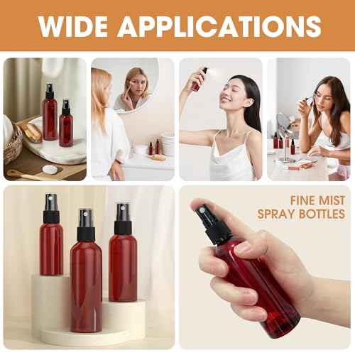 100Pack Small Spray Bottles 2oz, 60ml Travel Spray Bottle Bulk Black Fine Mist Sprayer, Empty Refillable Containers Portable Cosmetic Plastic Spray Bottles for Cleaning, Misting & Skin Care-Red