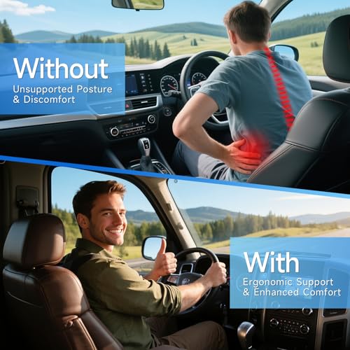 X-Large Car Seat Cushions for Driving ,Comfort Memory Foam Car Cushions for Driving for Back, Hip & Tailbone Pain Relief ? Non-Slip Booster Pad for Short Drivers, Auto, Office Chair, Wheelchair