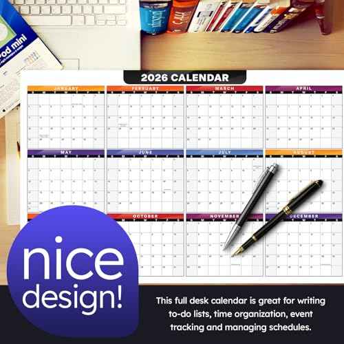 2026 Full Desk Calendar - 11 x 17¡± Large Size 12 Month Planner - 2 Sided Vertical and Horizontal Reversible - Printed on Thick & Durable 80lb Cardstock (216 gsm) - 2 Per Pack