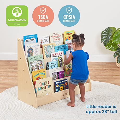 ECR4Kids 5-Shelf Wooden Book Display Shelf Natural - Kid-Friendly Classroom & Bedroom Storage