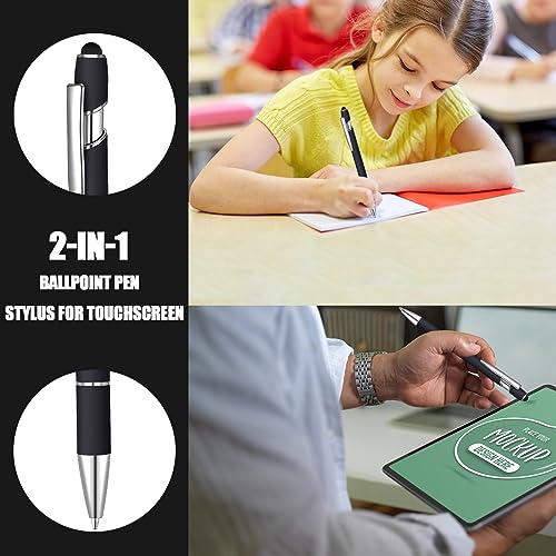 100 Pcs Ballpoint Pen with Stylus 2 in 1 Ballpoint Pen for Touch Screens, 2 in 1 Thank You Pen Gift for Colleagues, Coworker, Office (Black)