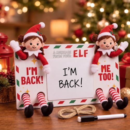 Poola Voidra Style 2 Christmas Message from Elf Hanging Sign | Reusable Dry Erase Decor
