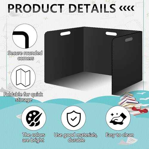22 Pcs Desk Dividers for Students 14 ¡¿ 17.5 ¡¿ 14 Inch Plastic Waterproof Privacy Folders Shields Test Dividers with Black Classroom Privacy Boards for School Study Teacher Supplies