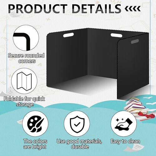 22Pcs Desk Dividers for Students Plastic Waterproof Privacy Folders Shields Test Dividers (22pcs Black)
