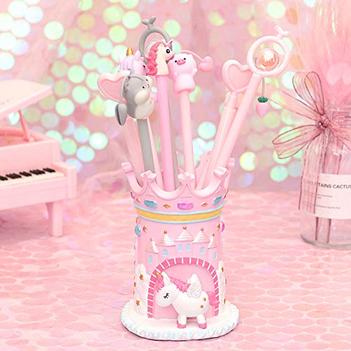 Cute Castle Unicorn Pen Pencil Holder Desk Organizer Office Desktop Stationery Organizer Makeup Brush Holder Cup for Office Bathroom Kitchen Bedroom Home Decor Unicorn Gifts for Women