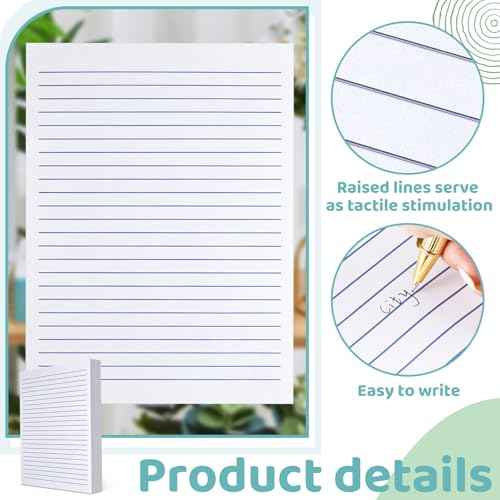 Yeaqee 200 Sheets Raised Lines Paper for Handwriting Portrait Handwriting Kindergarten Writing Paper for Kids Teachers Sensory with Line, 11.02 x 7.87 Inches White