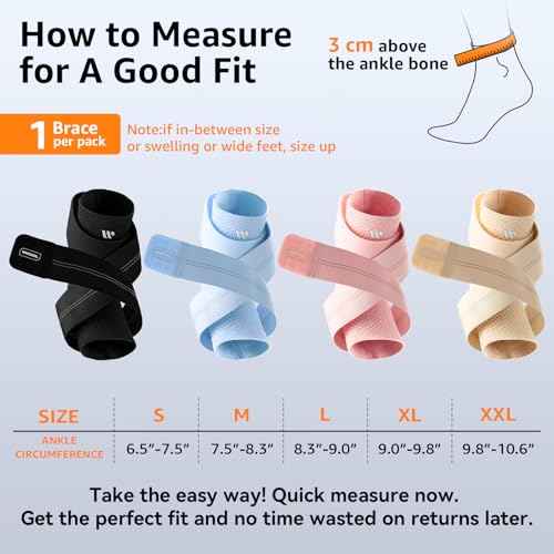 Flat Knitting Ankle Brace For Women&Men, 7-Zone Dynamic Compression Sleeve w/Flex Strap,Foot Support For Sports, Sprained Ankle, Achilles Tendonitis, Plantar Fasciitis Relief(Pack of1)XL, Black