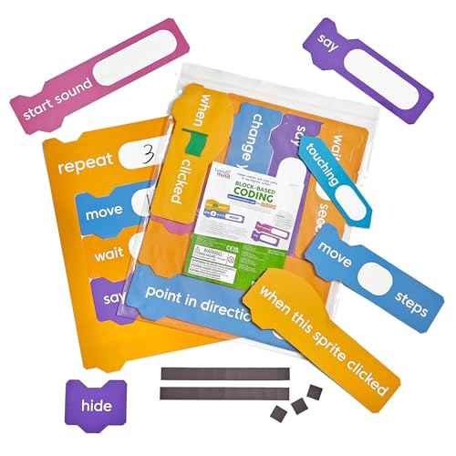 hand2mind Scratch Block-Based Coding Magnetic Demonstration Set, Learn to Code STEM Activities, Computer Science and Programming for Kids, Coding for Kids 8-12, STEM Classroom Science Teacher Supplies