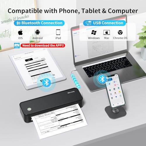 Black Gloryang Portable Wireless Thermal Printer for Travel & Office